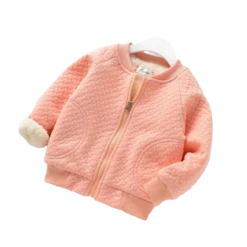 Fluffy Bomber Jacket | Peach - Affordable Baby