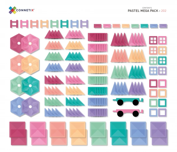 Connetix Tiles - 202 Piece Pastel Mega Pack - Connetix Tiles Connetix Tiles - 202 Piece Pastel Mega Pack - Connetix Tiles -MY LITTLE SHOP 202 Pastel Mega Pack Contents 600x514 1