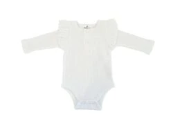 Snooky Bear - Frilly Long Sleeve Bodysuit | White - Snooky Bear