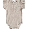 Snooky Bear - Frilly Short Sleeve Bodysuit | Oat - Snooky Bear