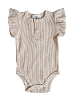 Snooky Bear - Frilly Short Sleeve Bodysuit | Oat - Snooky Bear