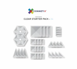 Connetix Tiles - 34 Piece Clear Pack - Connetix Tiles -MY LITTLE SHOP 34 Starter Pack Clear Box Content 600x544 1