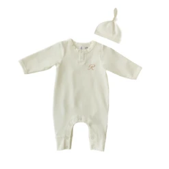 MLW By Design - Personalised Grow Suit And Knotted Beanie Set | Buttermilk *LIMITED EDITION* - MLW By Design