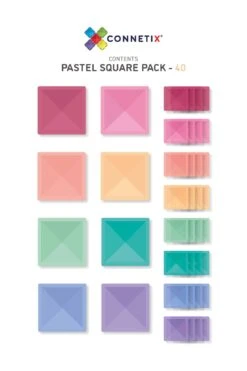 Connetix Tiles - 40 Piece Pastel Square Pack - Connetix Tiles -MY LITTLE SHOP 40 Pastel Square Pack Contents scaled 1