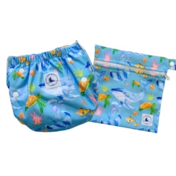 Little E & Co - Reusable Swim Nappy & Mini Wet Bag | Ocean - Little E & Co