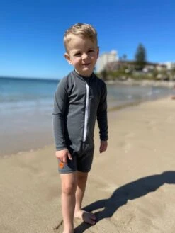 Kicky Swim - One Piece Rashguard Suit | Charcoal - Kicky Swim