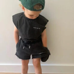 August & Tom - Staple Logo Shorts | Washed Black - August & Tom -MY LITTLE SHOP 9 X5BmEs