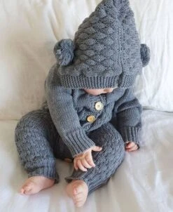 Bear Knit Onesie | Charcoal - Affordable Baby -MY LITTLE SHOP Bear
