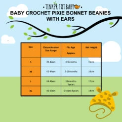 Tinker Tot Baby - Handmade Bobbled Pixie Bonnet With Ears | 2 Colours - Tinker Tot Baby 4 Tinker Tot Baby - Handmade Bobbled Pixie Bonnet With Ears | 2 Colours - Tinker Tot Baby -MY LITTLE SHOP CROCHET PIXIE WITH EARS