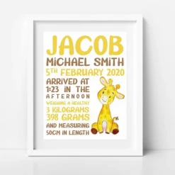 BabyCusch - Giraffe Birth Frame - BabyCusch