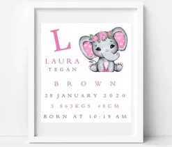 BabyCusch - Pink Floral Elephant Frame - BabyCusch