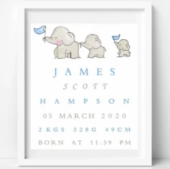 BabyCusch - Blue Elephant Train Family Frame - BabyCusch