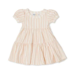 Indigo & Lellow - Eden Tier Dress | Dusty Pink Stripes - Indigo & Lellow