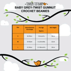 Tinker Tot Baby - Handmade Crochet Beanie – Classic Grey-Twist Gumnut - Tinker Tot Baby 4 Tinker Tot Baby - Handmade Crochet Beanie – Classic Grey-Twist Gumnut - Tinker Tot Baby -MY LITTLE SHOP GREY TWIST GUMNUT