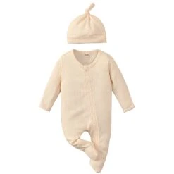 Waffle & Beanie Onesie Set | Sand - Affordable Baby