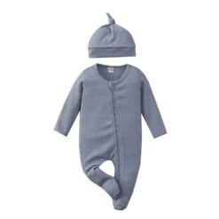 Waffle & Beanie Onesie Set | Dusty Blue - Affordable Baby