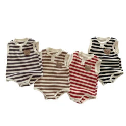Teddy Stripe Bodysuits | 4 Colours - Affordable Baby