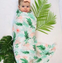 Tinker Tot Baby - Bamboo Cotton Swaddle – Forest Leaves - Tinker Tot Baby -MY LITTLE SHOP IMG 1351 scaled 1