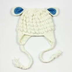 Tinker Tot Baby - Handmade Crochet Beanie – Lamb With Baby Blue Ears - Tinker Tot Baby
