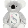 Timber Tinkers - Personalised Koala Plush - Grey Floral Letter - Timber Tinkers -MY LITTLE SHOP K