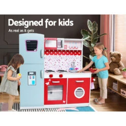 Kids Cookware Play Set - Pink & Red - Toy Warehouse -MY LITTLE SHOP PLAY WOOD FRIDGE PINK 02