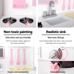 Kids Wooden Kitchen Play Set - White & Pink - Toy Warehouse -MY LITTLE SHOP PLAY WOOD PRINCESS WHITE 04