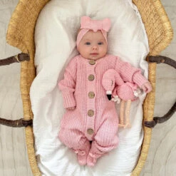 3 Little Crowns - Knitted Romper | Pink - 3 Little Crowns -MY LITTLE SHOP Pinkknittedromper 6