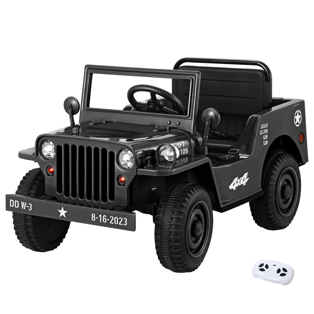 Retro Military Ride On Car | Black - Toy Warehouse Retro Military Ride On Car | Black - Toy Warehouse -MY LITTLE SHOP RCAR ARMYJEP BK 00