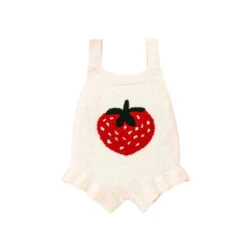 Strawberry Knitted Romper | White - Affordable Baby