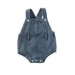 Baby Denim Romper | Heart Pocket - Affordable Baby