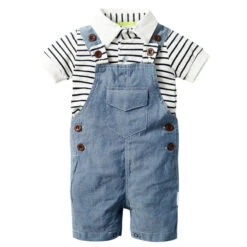 Stripey Overalls Set - Affordable Baby