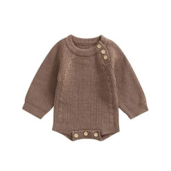 Knit Braided Romper | Brown - Affordable Baby