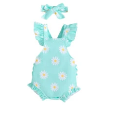 Tilly Ruffle Romper | Turquoise - Affordable Baby