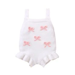 Bows Knitted Romper | White - Affordable Baby