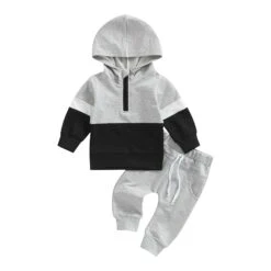 Patchwork Hoodie Set | Grey - Affordable Baby