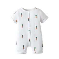Carrot Muslin Cotton Romper | White - Affordable Baby