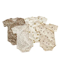 Side Snaps Patterned Bodysuits | 4 Colours - Affordable Baby