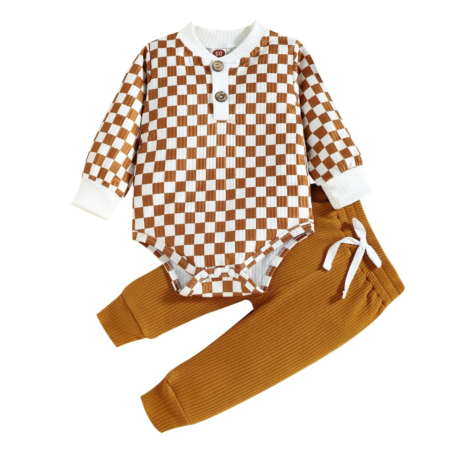 Ribbed Checkered Set | Rust - Affordable Baby Ribbed Checkered Set | Rust - Affordable Baby -MY LITTLE SHOP S96bd0ae95c11415290072098b8e8b8749