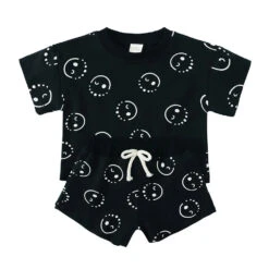 Wink Face Black Short Set - Affordable Baby