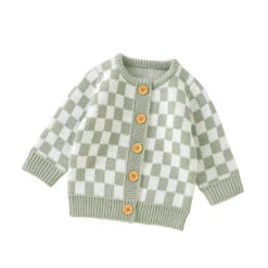 Checkers Knit Cardigan | Sage - Affordable Baby