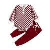 Ribbed Checkered Set | Burgundy - Affordable Baby