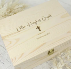 Meridian Etch - Personalised Wooden Baptism Box - Meridian Etch