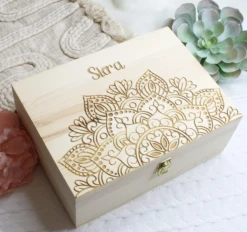 Meridian Etch - Personalised Wooden Mandala Keepsake Box - Meridian Etch