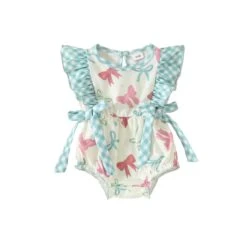 Frilly Bows Romper | Blue - Affordable Baby