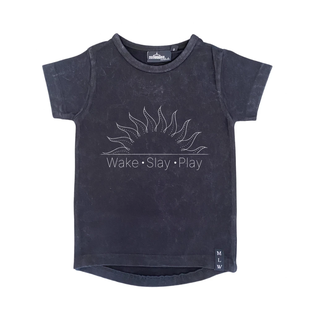 MLW By Design - Wake Slay Play Stonewash Tee | Black or Sand - MLW By Design MLW By Design - Wake Slay Play Stonewash Tee | Black Or Sand - MLW By Design -MY LITTLE SHOP StonewashTeeDesigns