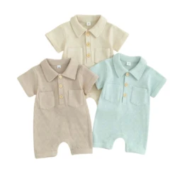 Waffle Polo Romper | 3 Colours - Affordable Baby