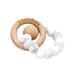 CMC GOLD - Silicone Teether With Personalised Beechwood Ring - CMC Gold