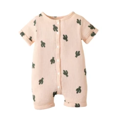 Cactus Muslin Cotton Romper | Pink - Affordable Baby