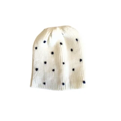 Rupert & Mila - Black Polkadot White Knit Beanie *CLEARANCE* - Rupert & Mila