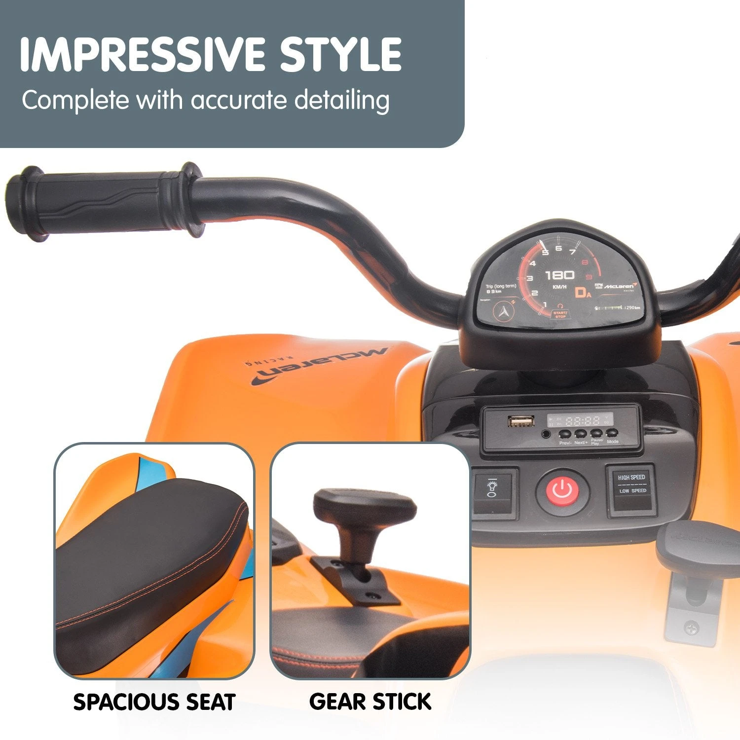 MCL35 McLaren Electric Ride On Quad - Orange - Toy Warehouse MCL35 McLaren Electric Ride On Quad - Orange - Toy Warehouse -MY LITTLE SHOP V240 CAR MCL 35L OR 70528 03